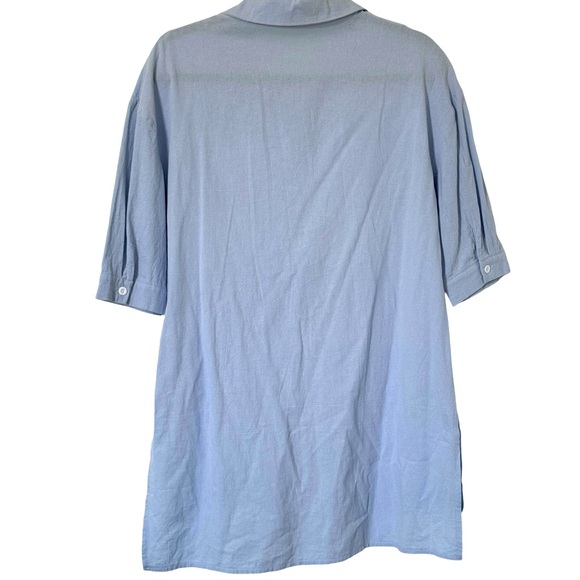 *Free* Shein Dropped Shoulder Pocket Patched Shirt Blue Top - Picture 7 of 13